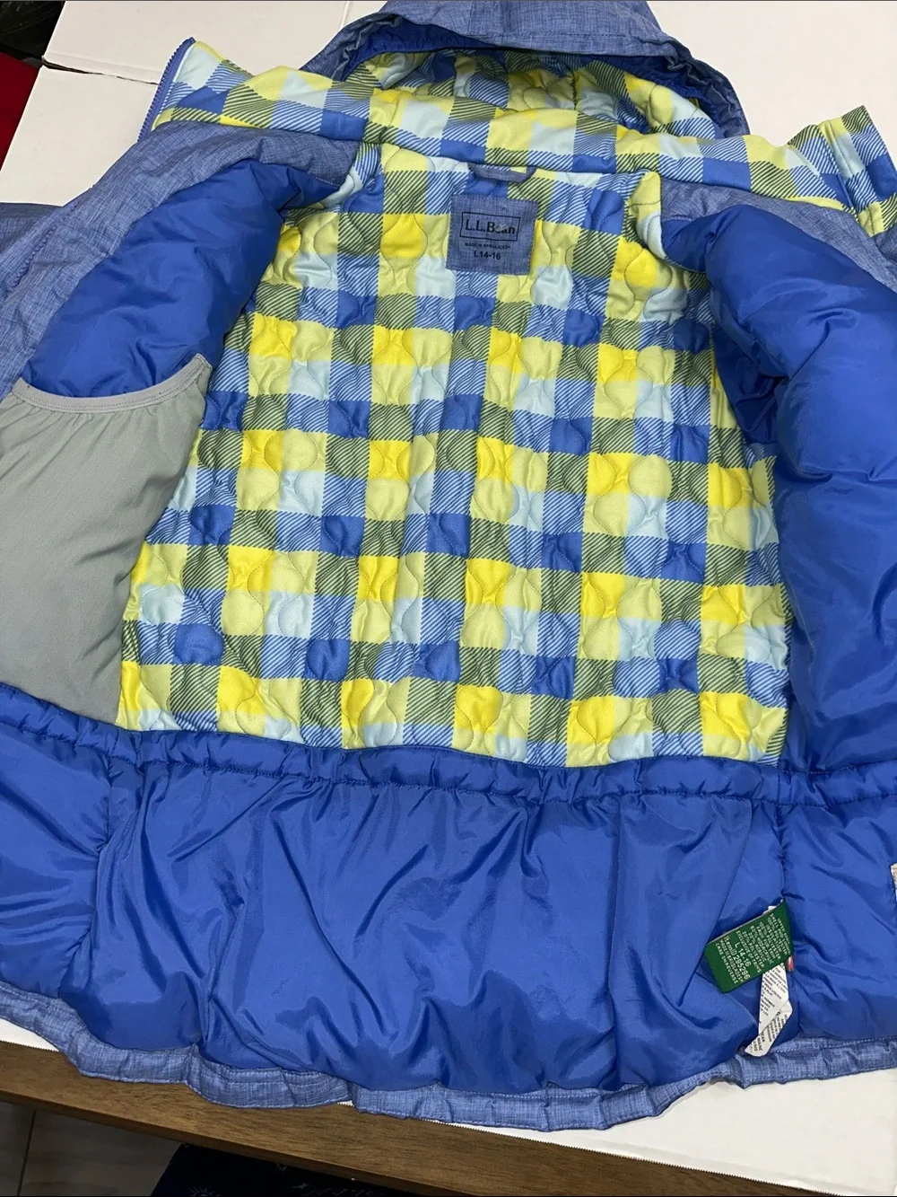 LL Bean Girls Puffer Jacket Blue Large 14/16